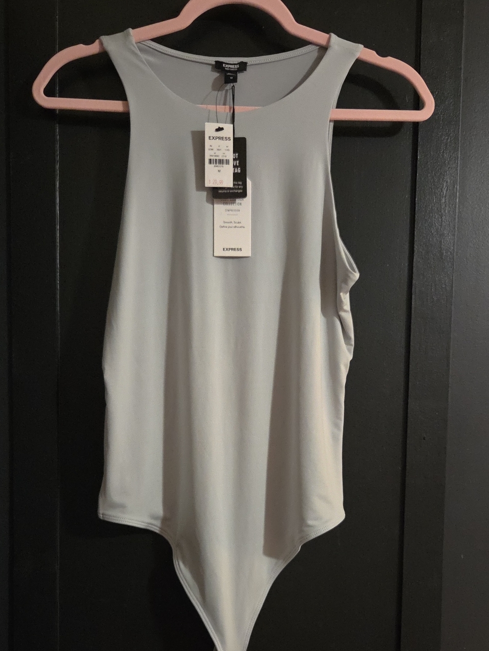 Express Light Gray-Blue High Neck Bodysuit